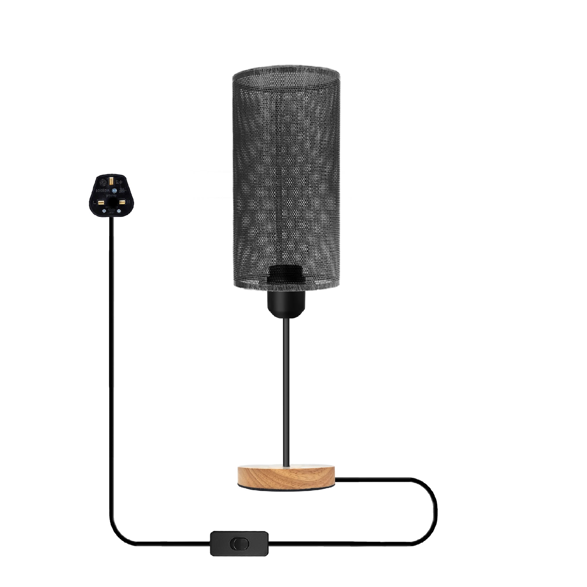 Industrial Barrel Cage Table Lamp with Wood Base