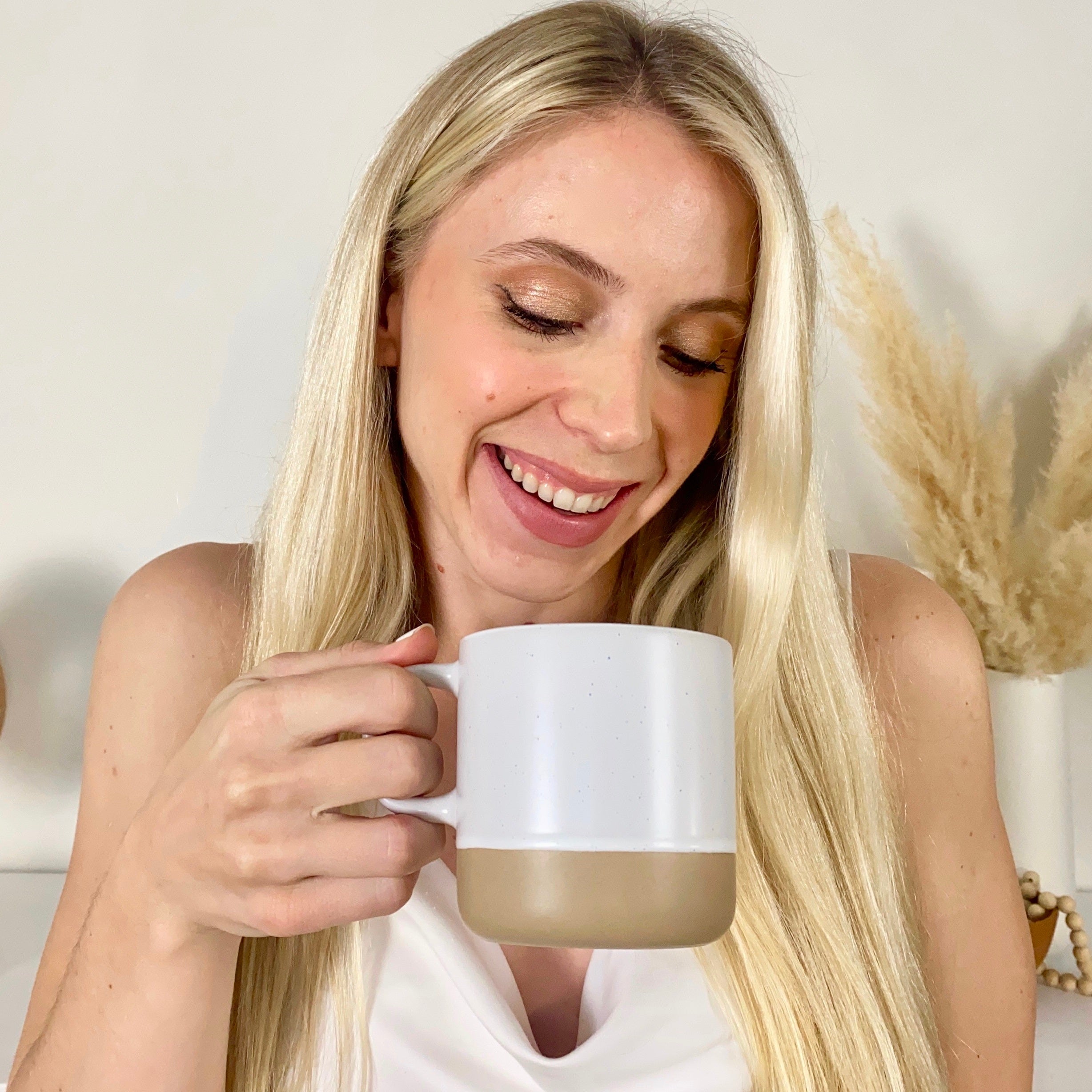 Ceramic Mug White Speckled Stoneware 4-Pack