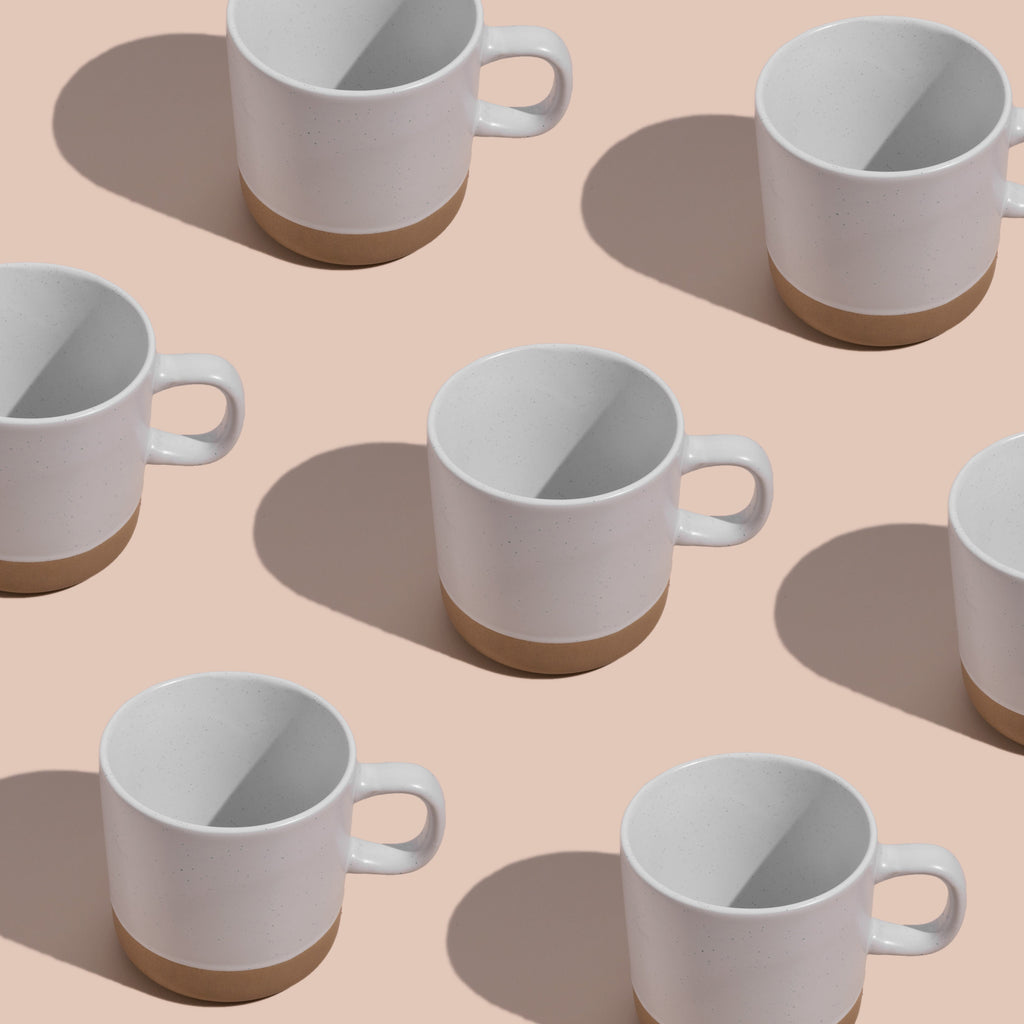 Ceramic Mug White Speckled Stoneware 4-Pack