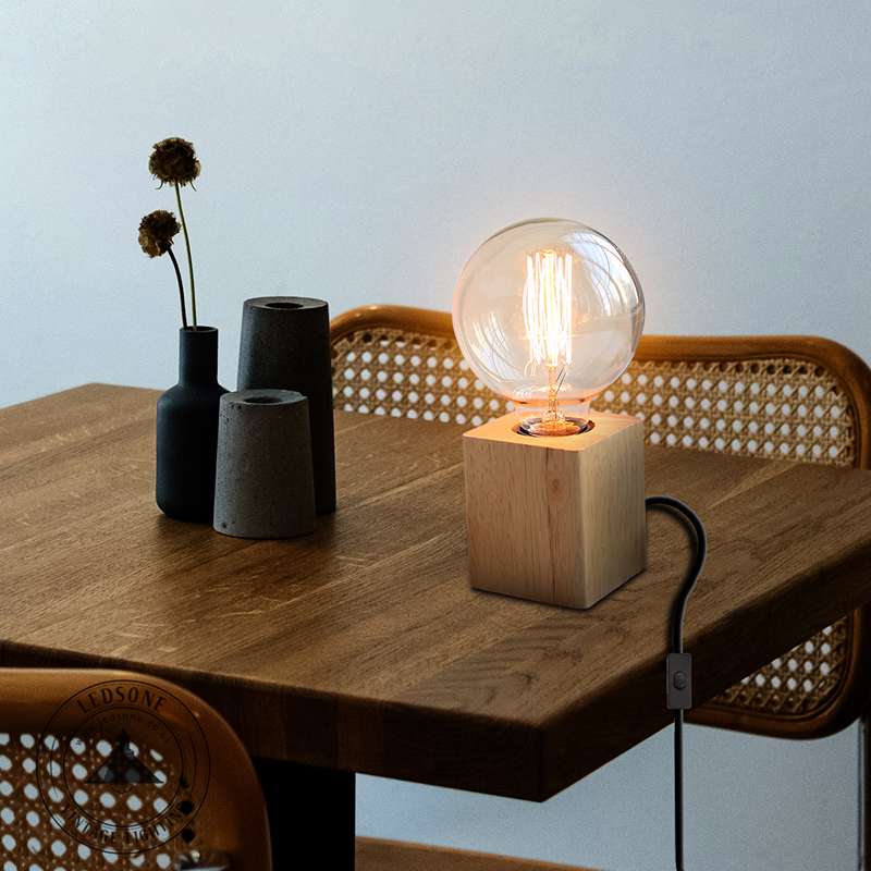 Wooden Base Lamp