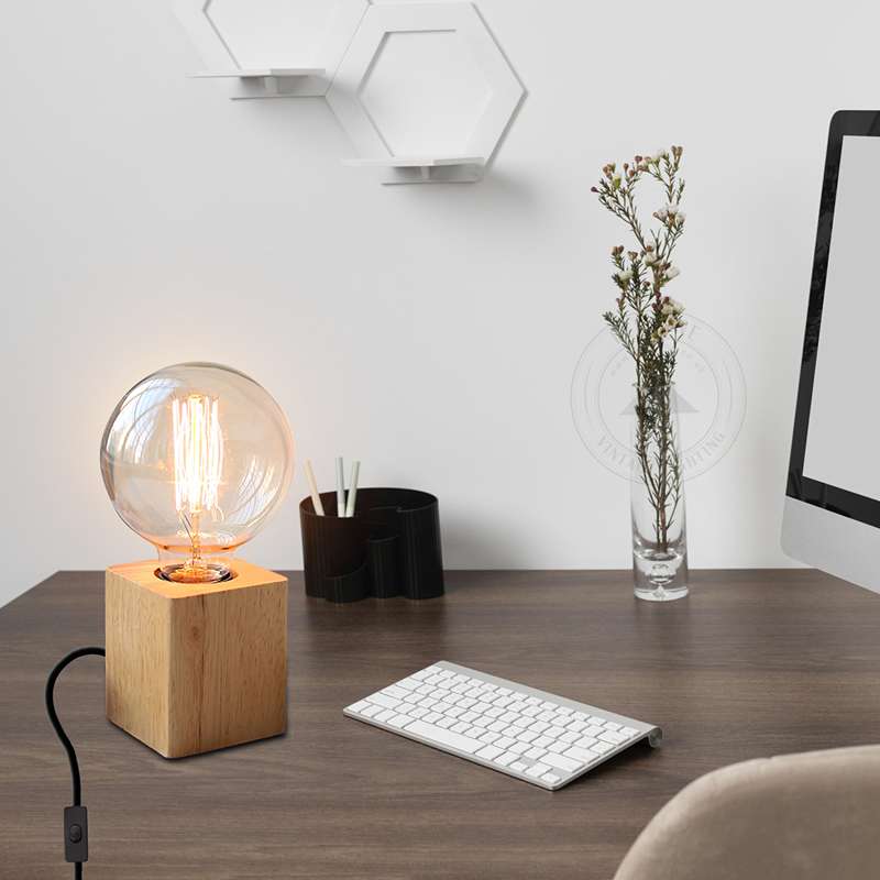 Wooden Base Lamp